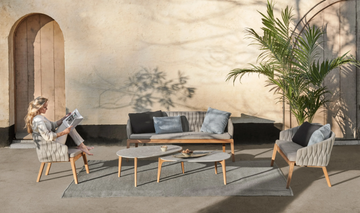 CALYPSO LOUNGE - Garden fabric an teak easy chair with armrests by Royal Botania - view 3